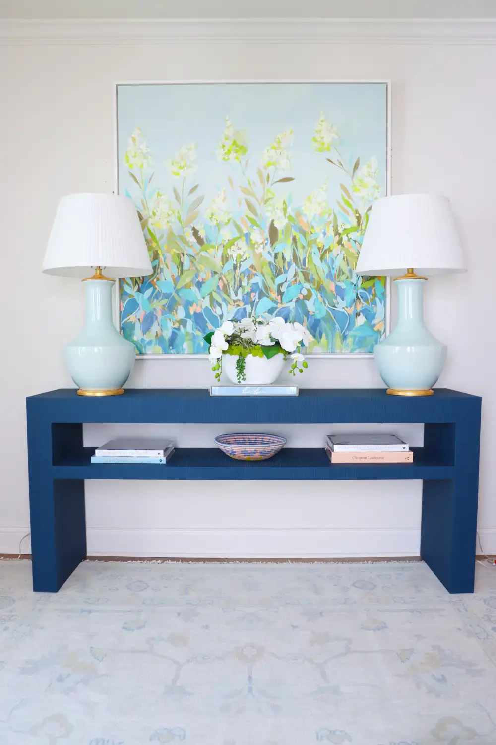 Shelved Waterfall Console Table