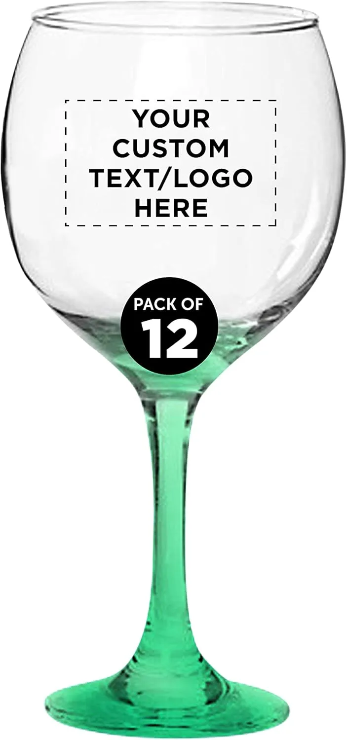 Custom Wedding Wine Glasses 20.5 oz Set of 12, Personalized Bulk Pack