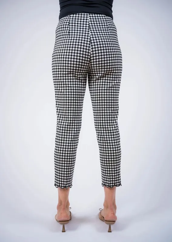 Cotton Gingham Pull-On Slim Fit Pants