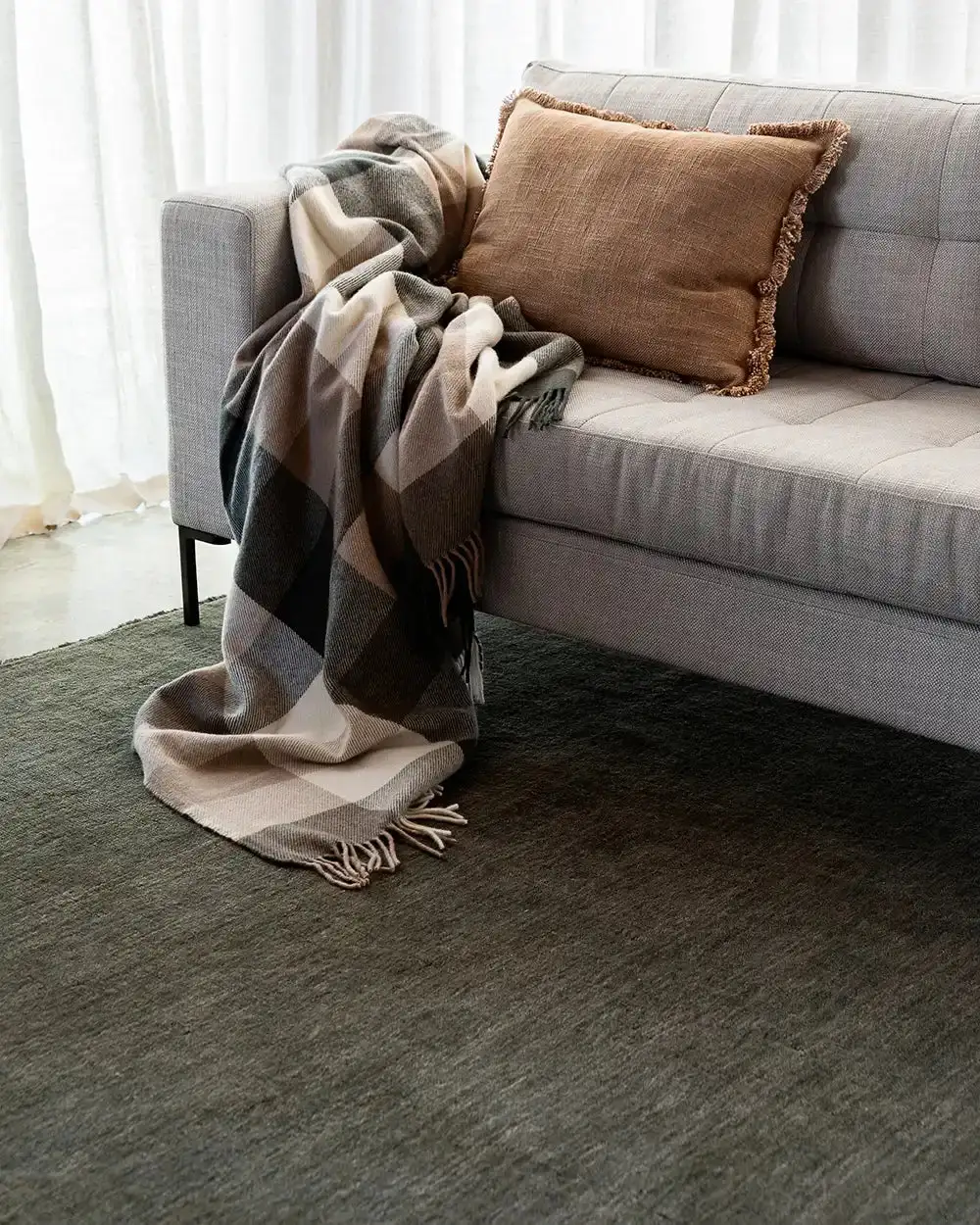 Wool Contemporary Minimalist Layered Area Rug