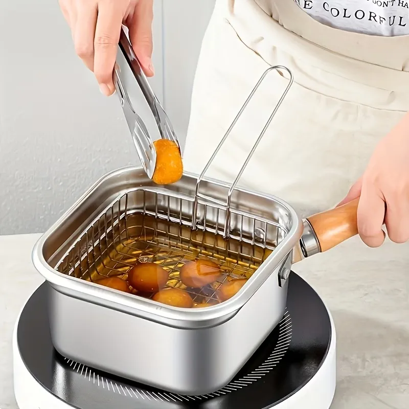 Square Frying Pot with Basket