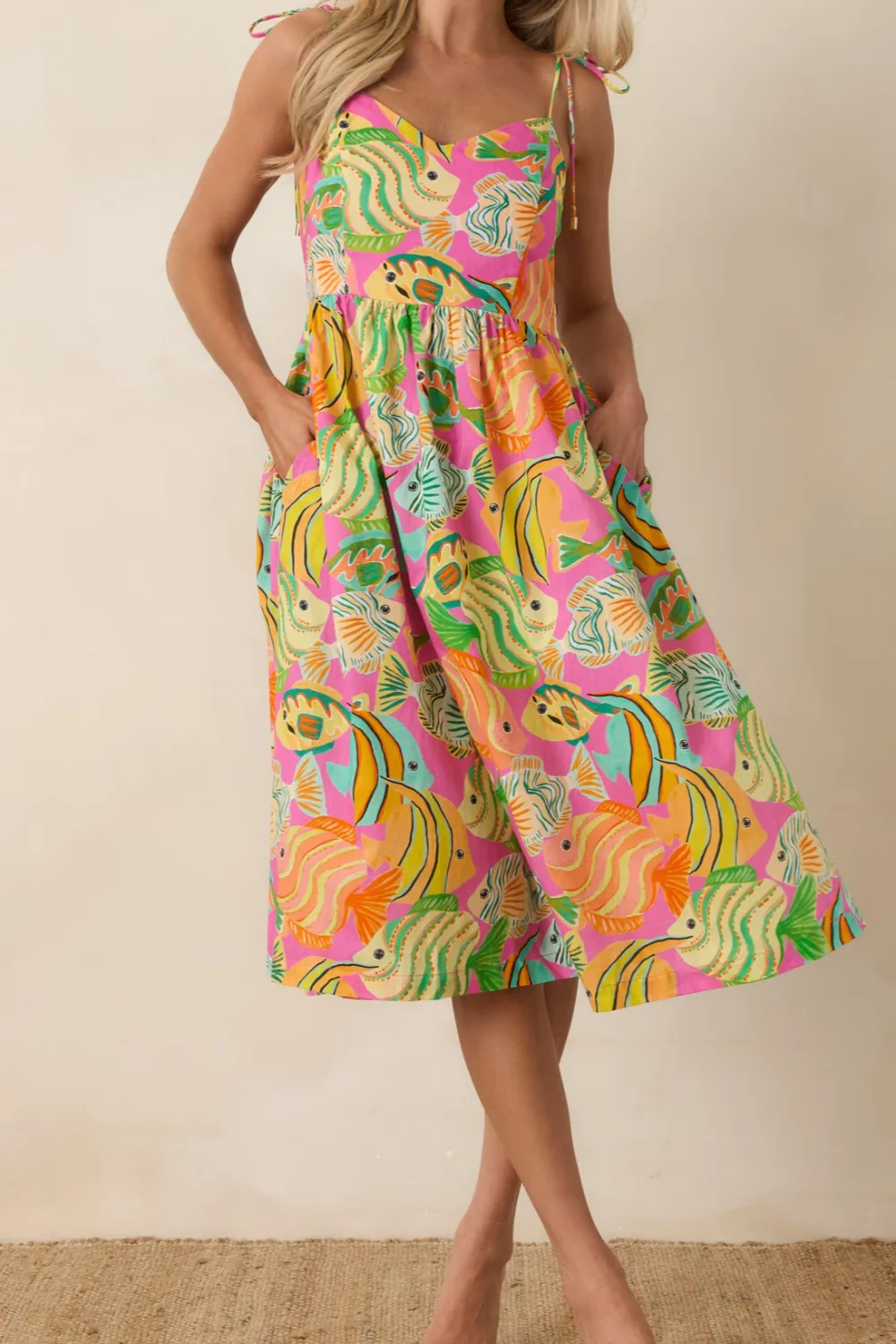 Fish Pattern Midi Dress