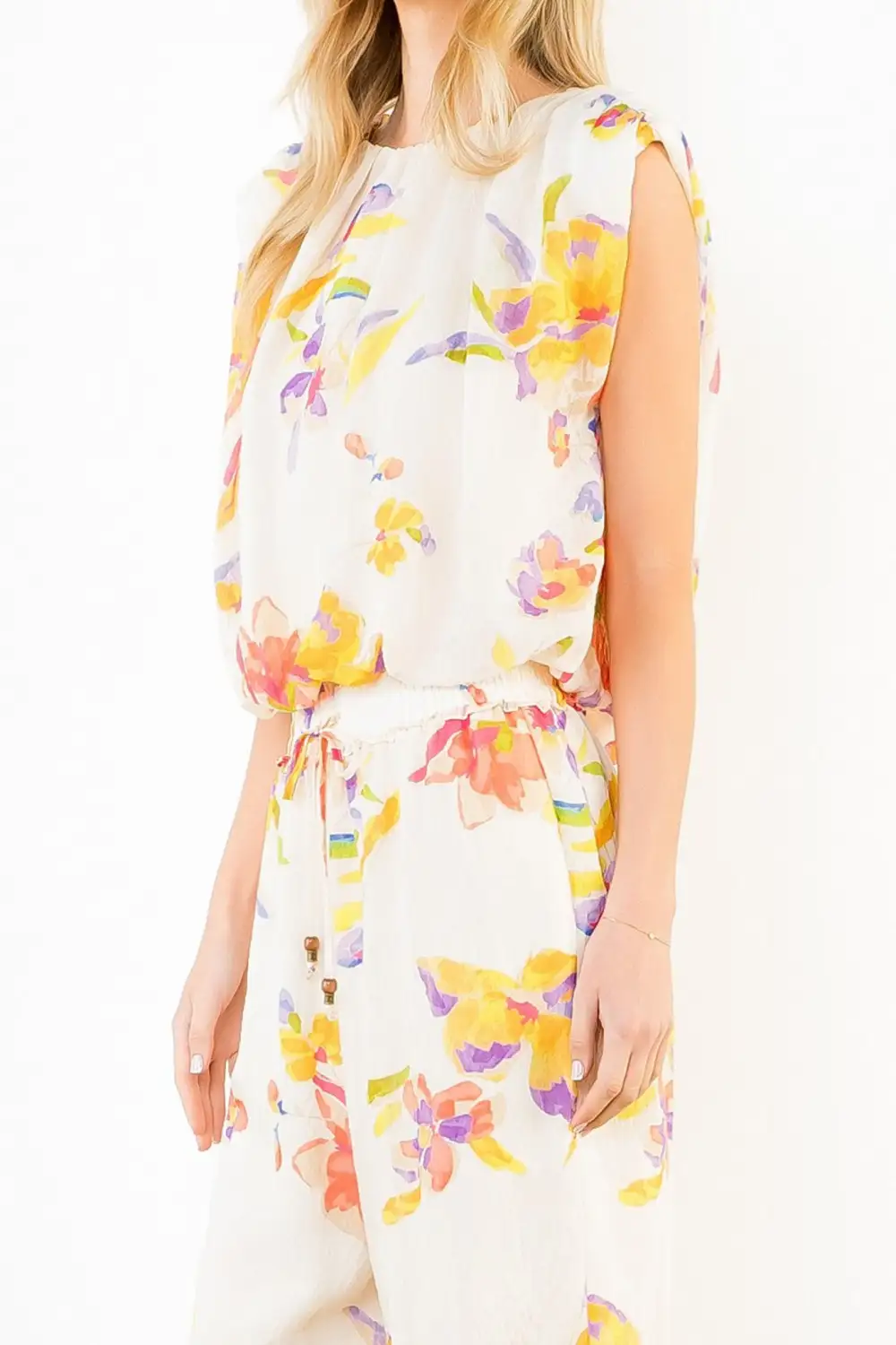 Floral Printed Bubble Hem Tank Top