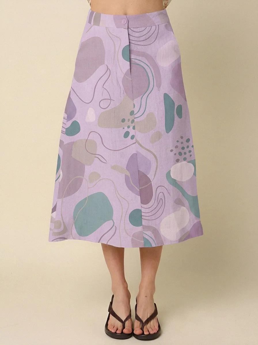 Women's Abstract Art Minimalist Shapes Printed Midi Skirt