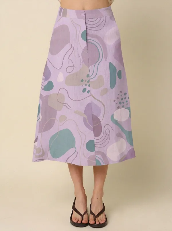Women's Abstract Art Minimalist Shapes Printed Midi Skirt