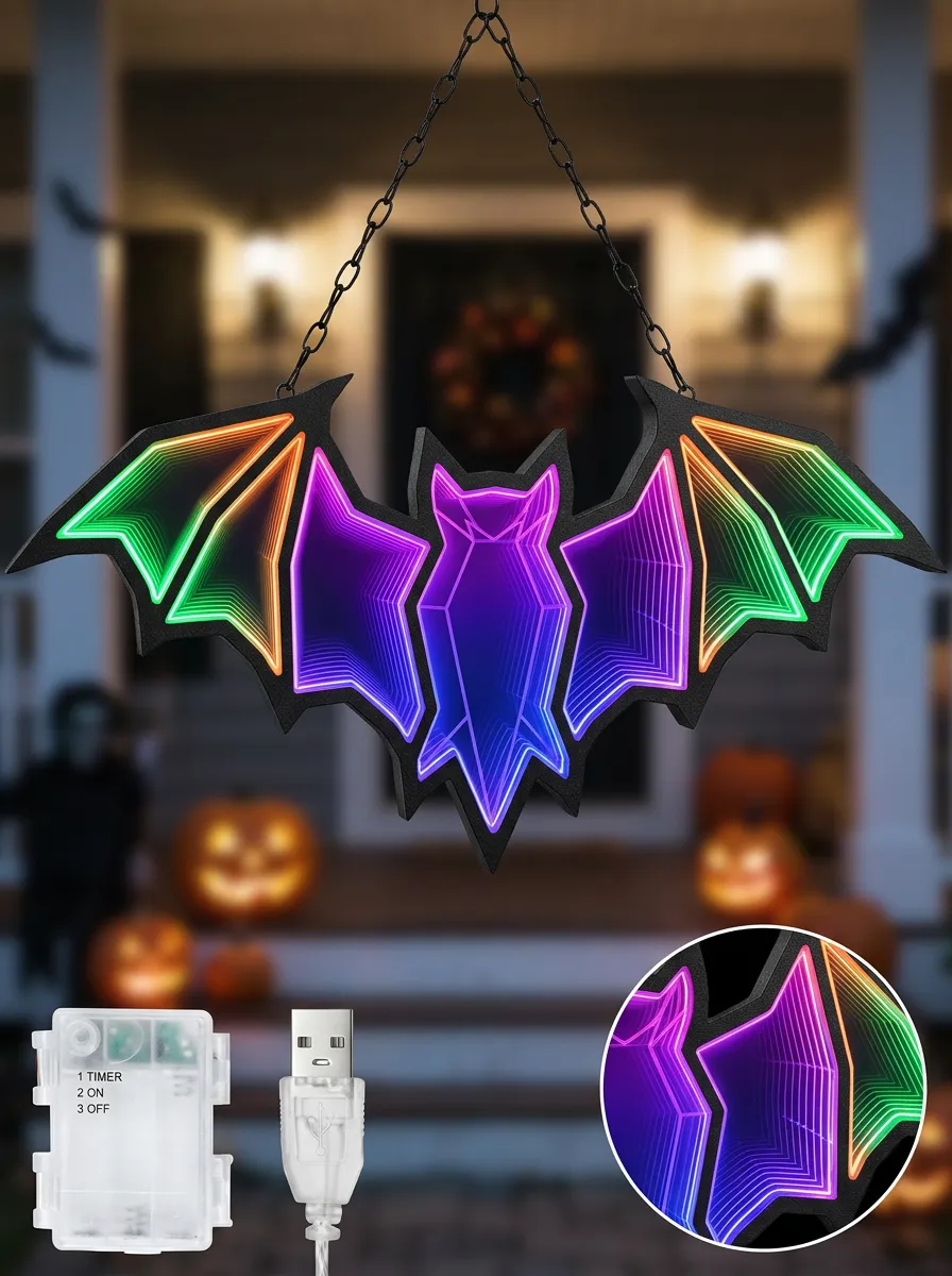 LED Hanging Halloween Bat Light