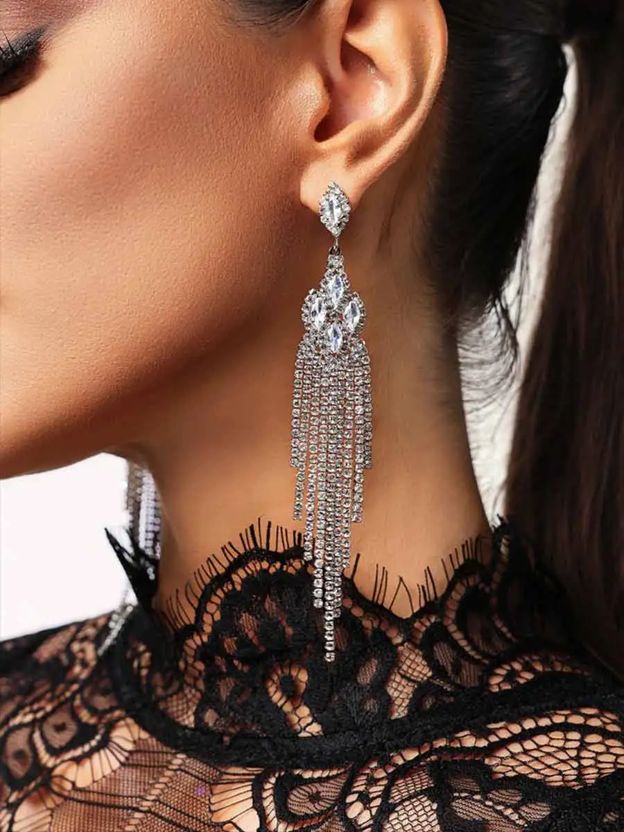 Aria Diamond Tassels Geometry Earrings