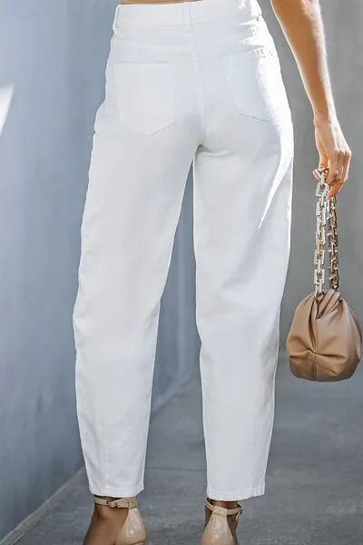High Waist Straight Detail Denim Jeans