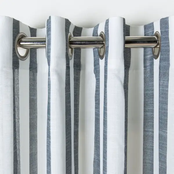 Semi-Sheer Striped Eyelet Contemporary Curtain Panel