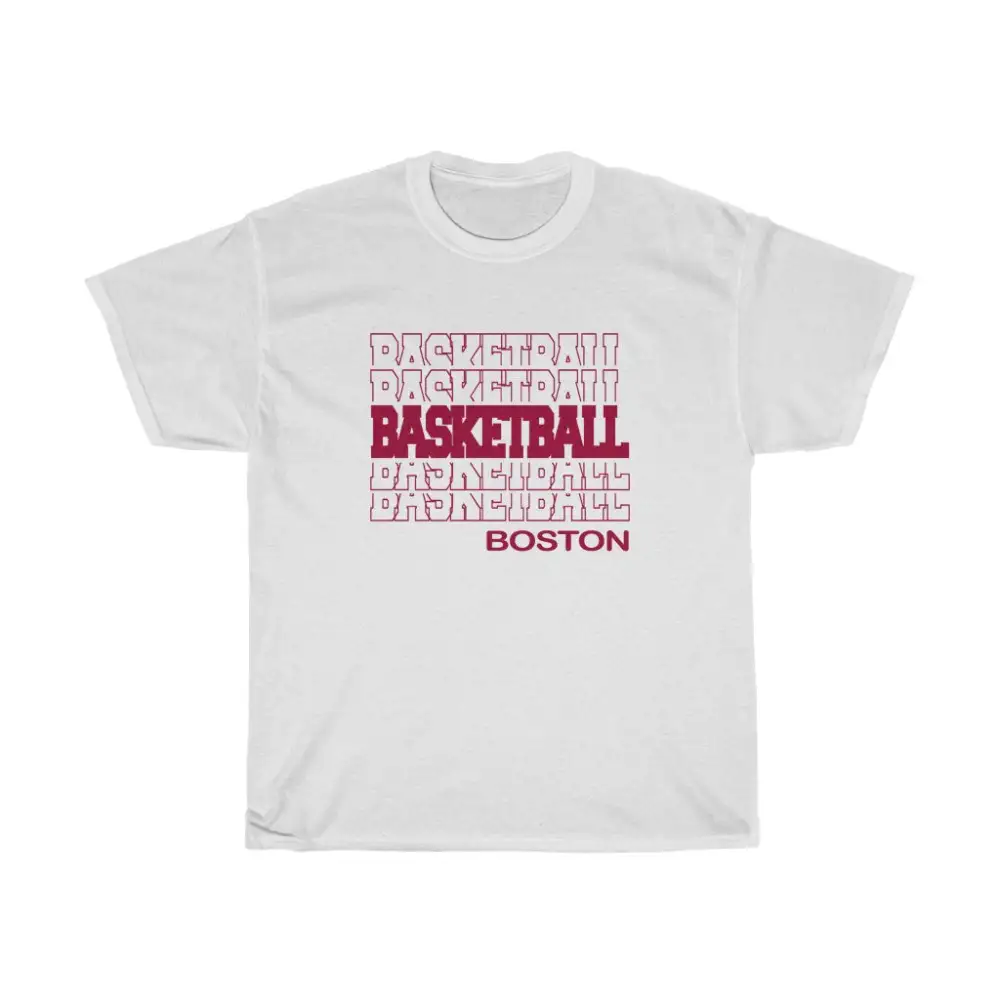 Basketball Boston in Modern Stacked Lettering (Red)