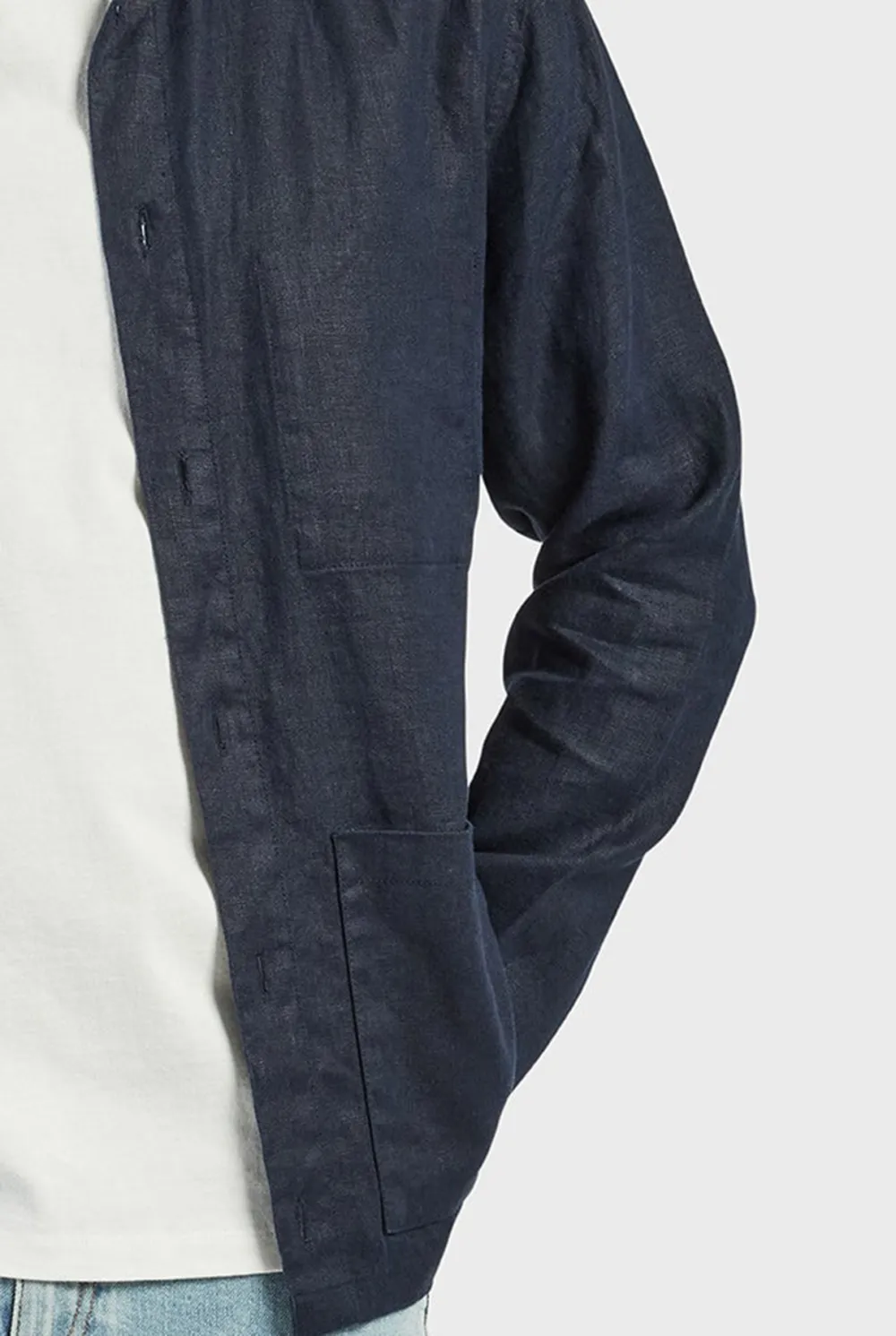 Casual Linen Overshirt- Navy