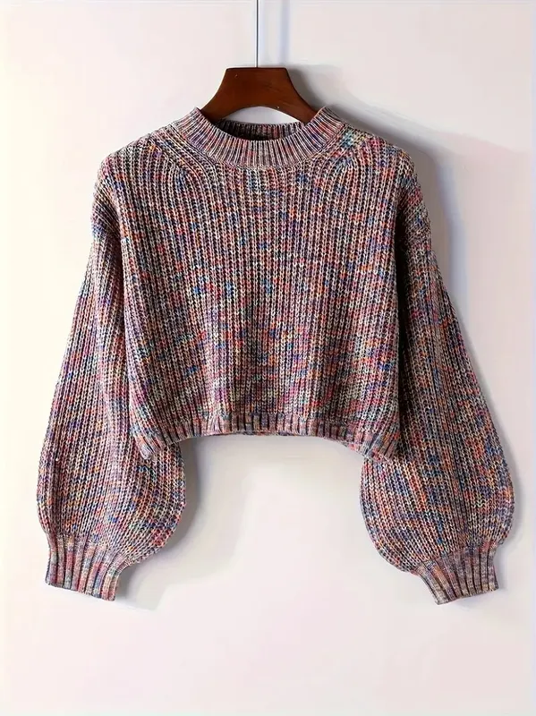 Winter Cropped Ribbed Knit Sweater
