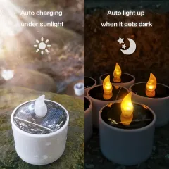 3 Pcs Waterproof Solar Candle Lamp