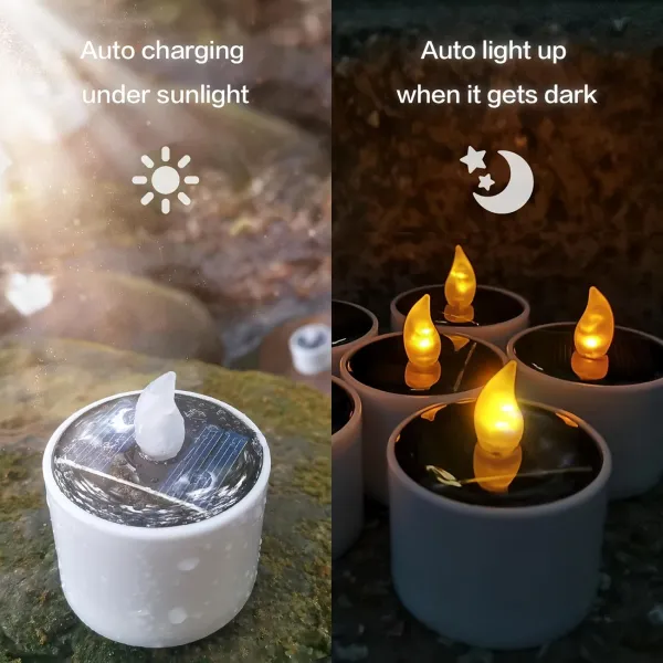 3 Pcs Waterproof Solar Candle Lamp