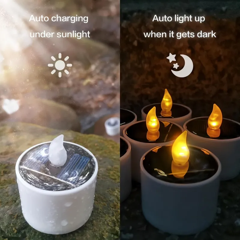 3 Pcs Waterproof Solar Candle Lamp