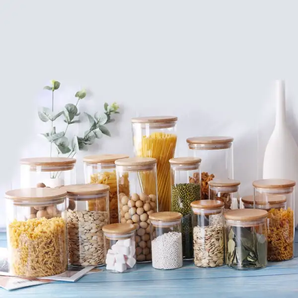 Wooden Glass Fridge Kitchen Storage Organizer