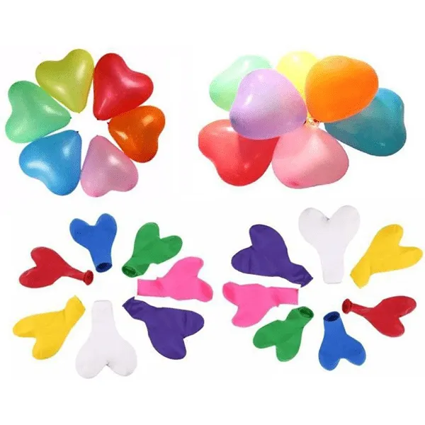 Heart Shape Multicolour Balloons- 30 Pcs