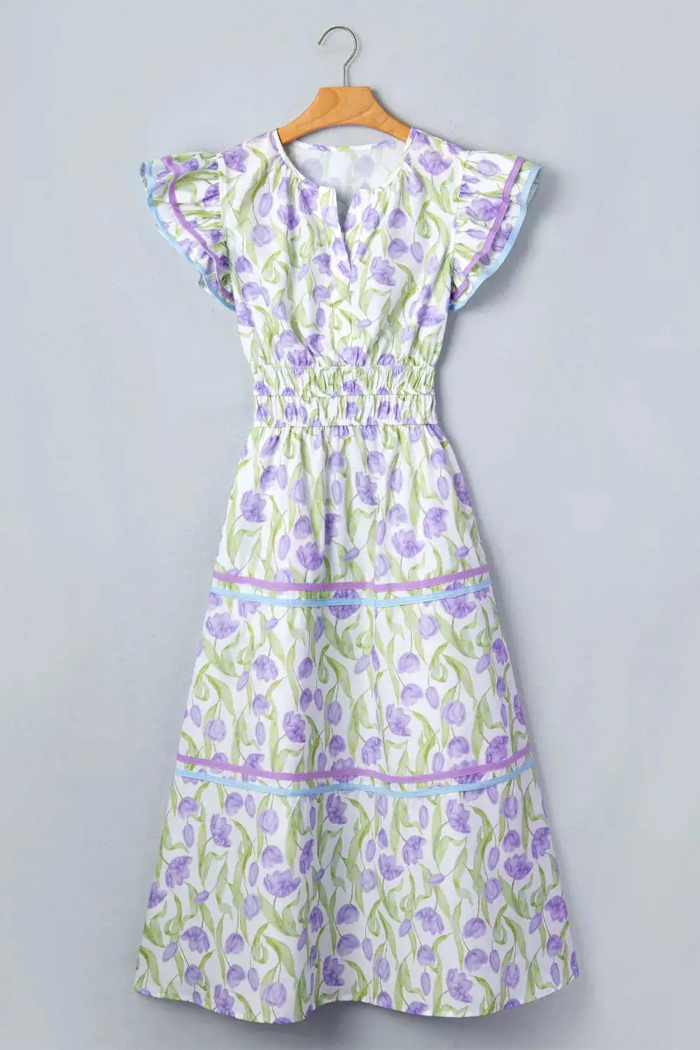 Contrast Trim Midi Dress