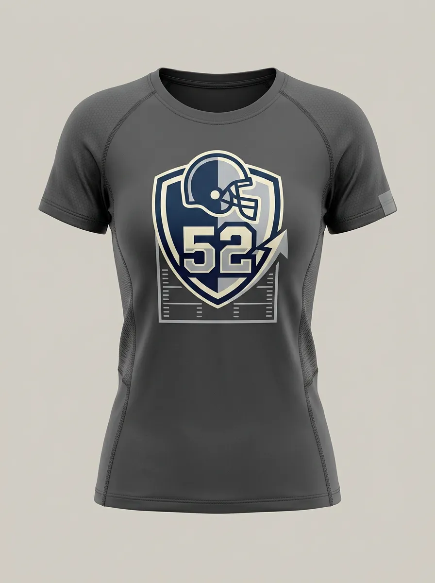 Women's Football Fan Number 52 Helmet Shield Printed T-shirt