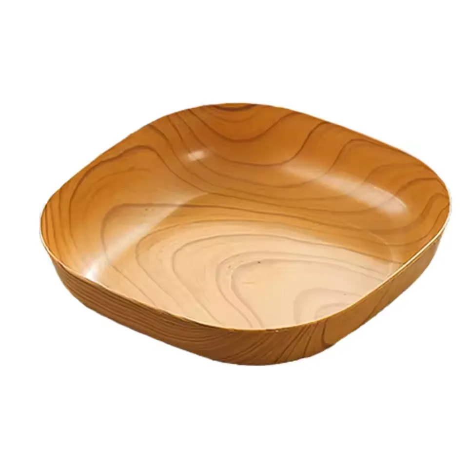 Kitchen Wood Grain Plastic Square Plate