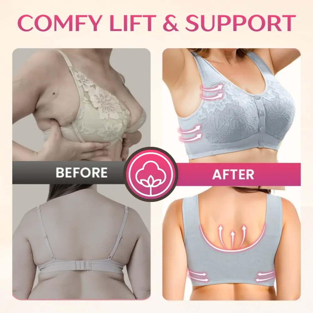 Easy-On Front Closure Cotton Comfort Shaping Bra for Seniors