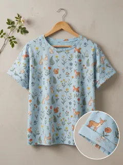 Floral Woodland Nature Women's Loose Printed T-Shirt