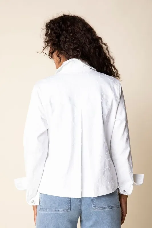 Cotton Floral Collared Button-Front Jacket