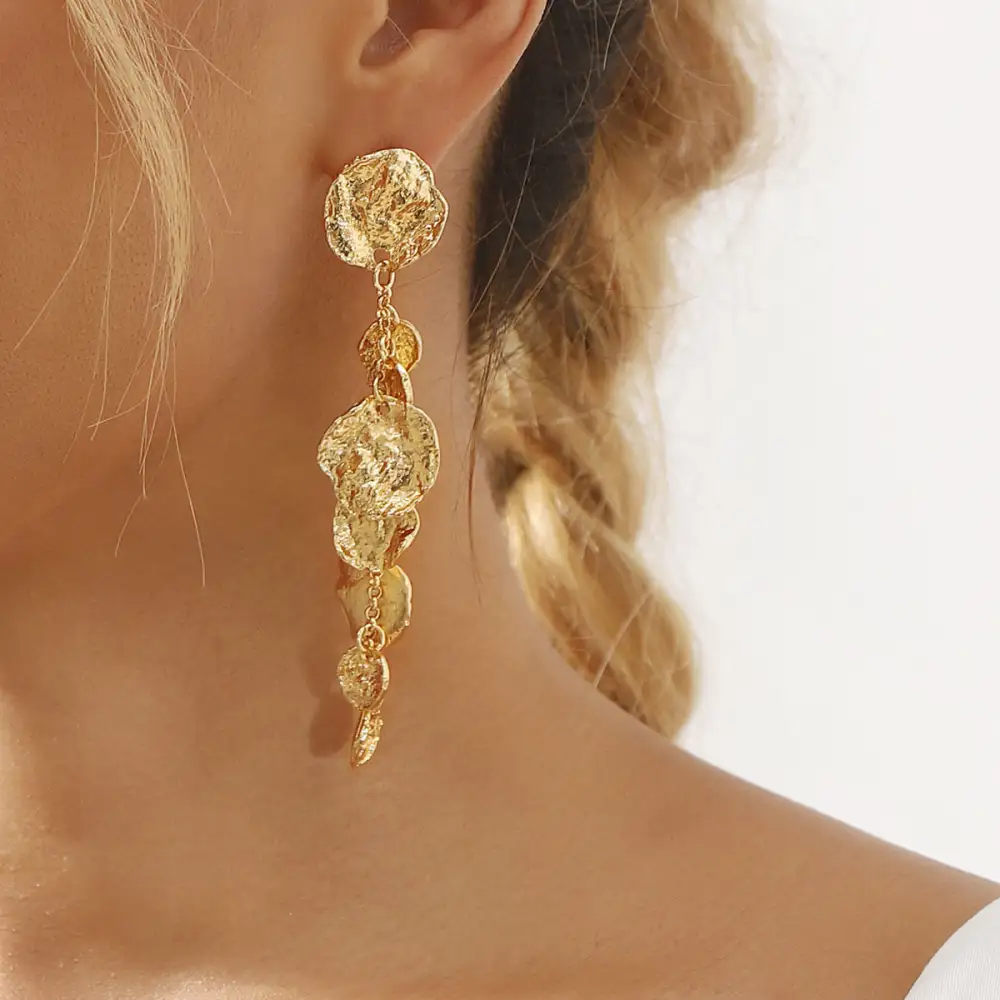Retro Geometric Drop Fringe Metal Earrings