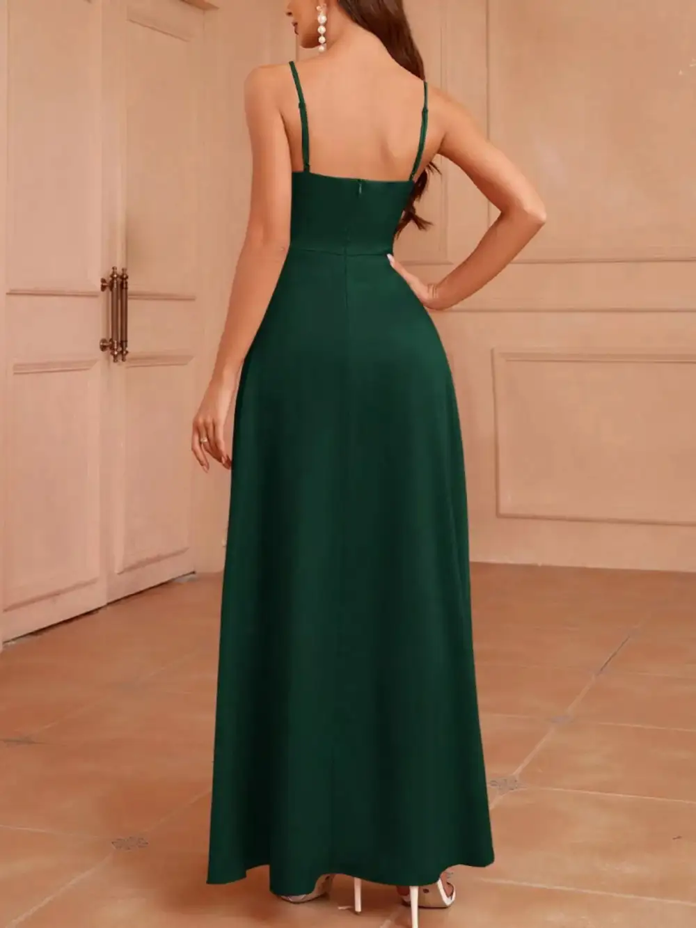 Relaxed Slit Spaghetti Strap Maxi Dress