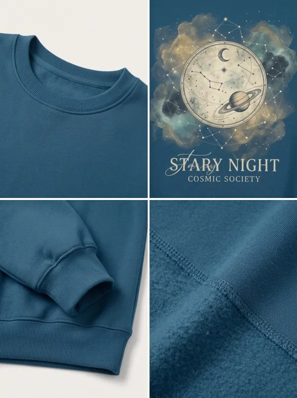 Women's Astronomy Lover Starry Night Planet Printed T-shirt