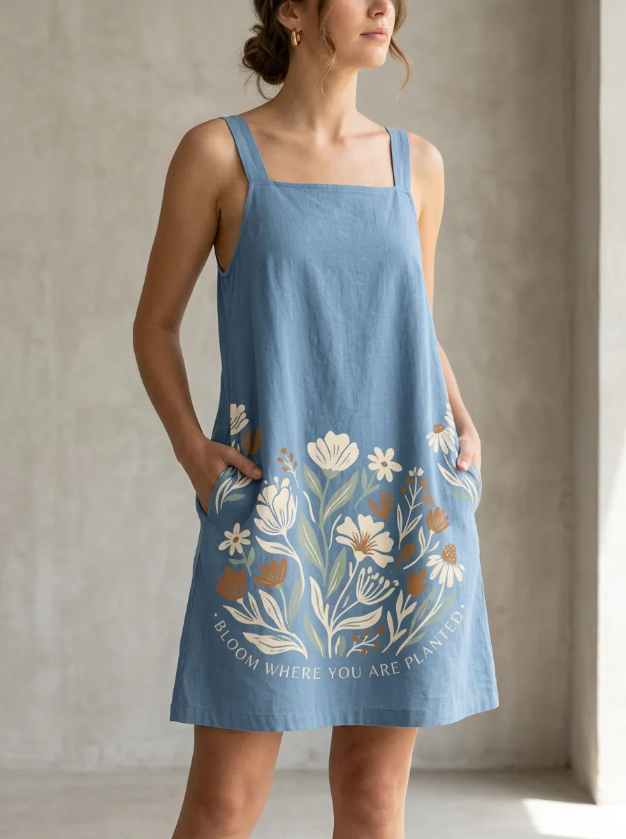 Floral Quote Bloom Where You Are Planted Dress