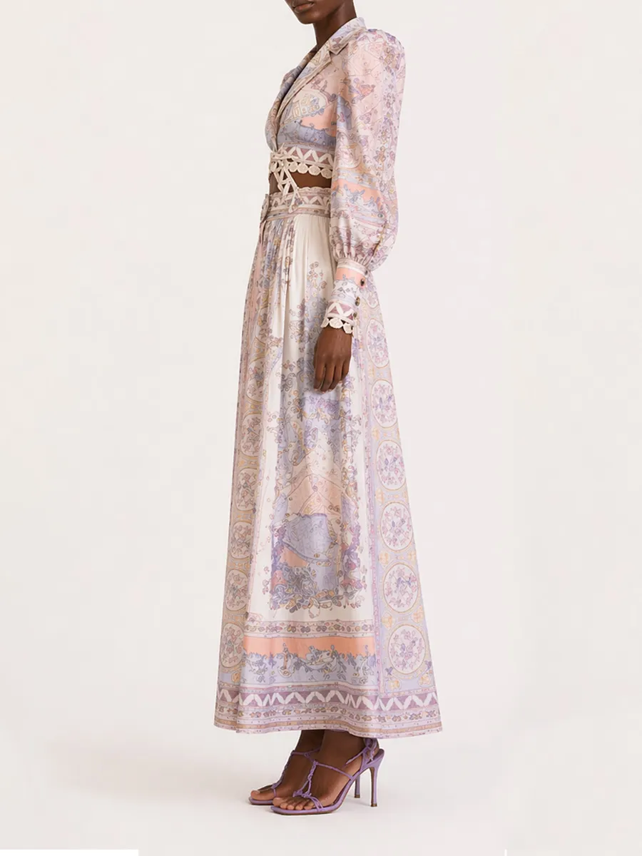 Natalie Long-Sleeve Printed Long Skirt Set