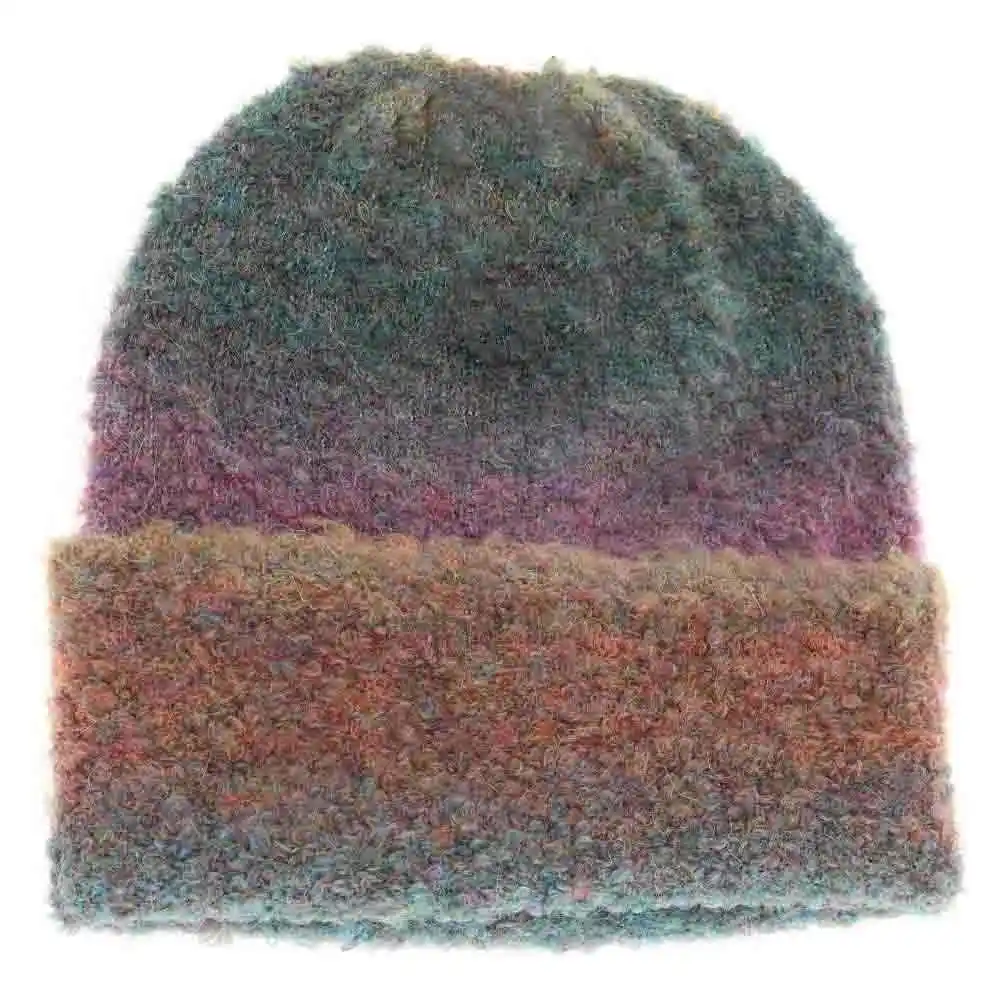 Multi-colored Slouchy Mohair Cuffed Beanie