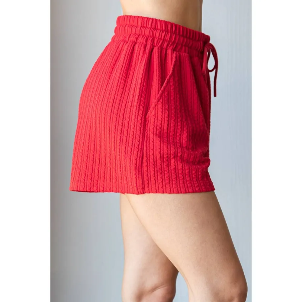Knit Waffle Textured Casual Shorts