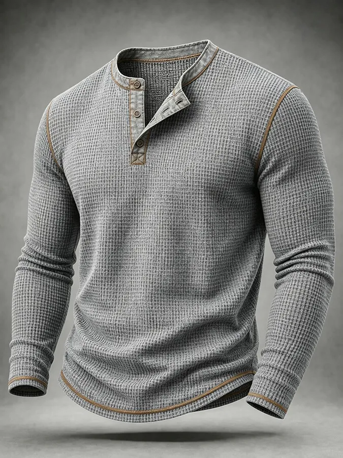 Men'S Western Printed Waffle Top