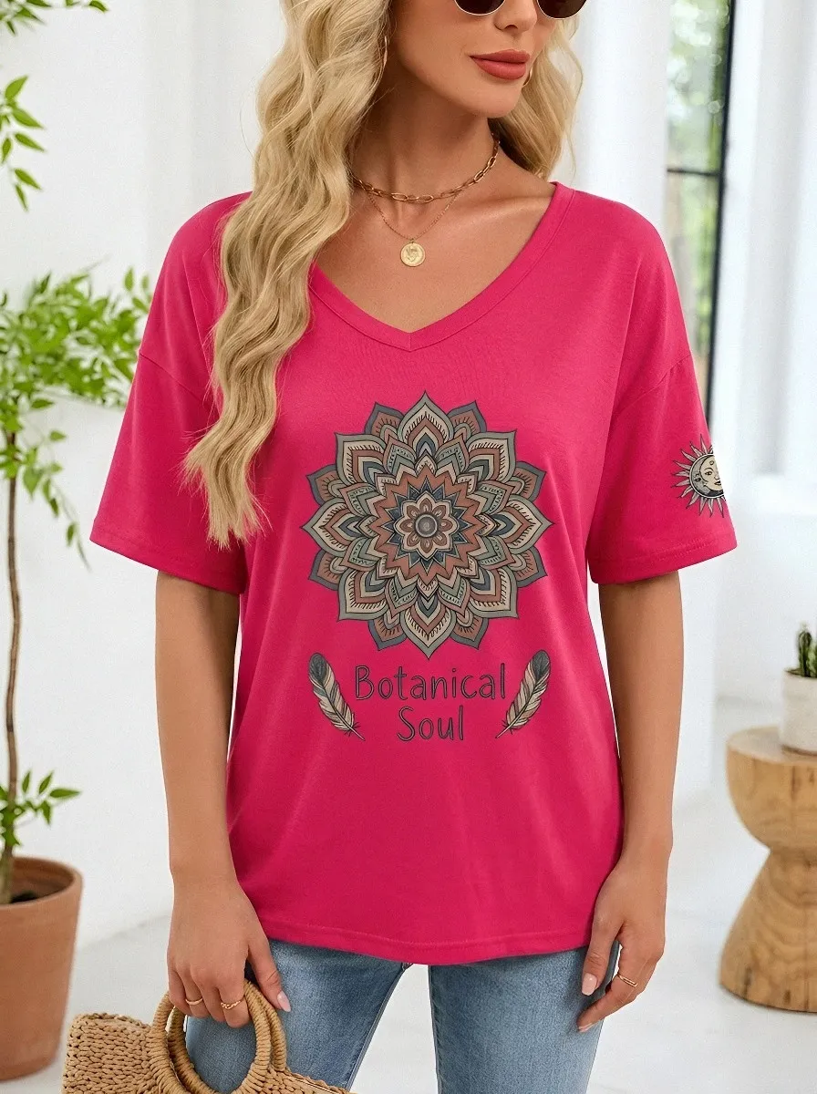 Botanical Soul Mandala T-Shirt Modern