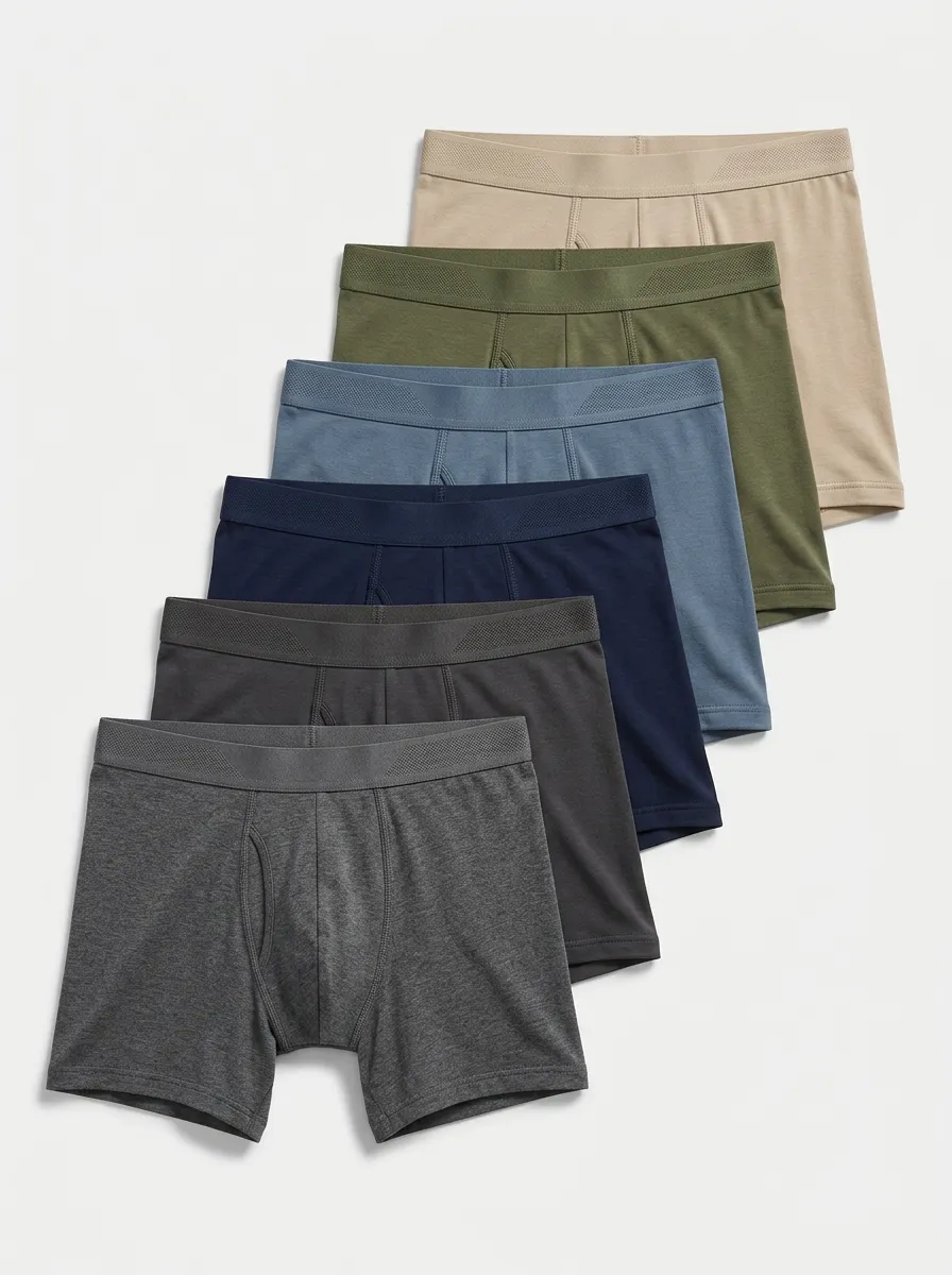 Men's Refined Essential Heathered Texture 6-Pack Boxer Briefs