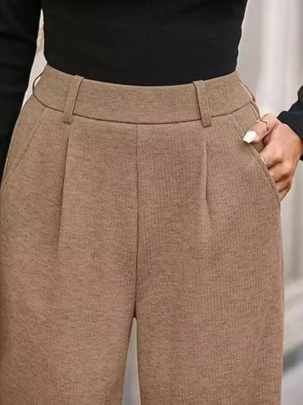 Wide Leg Pocketed Casual Pants
