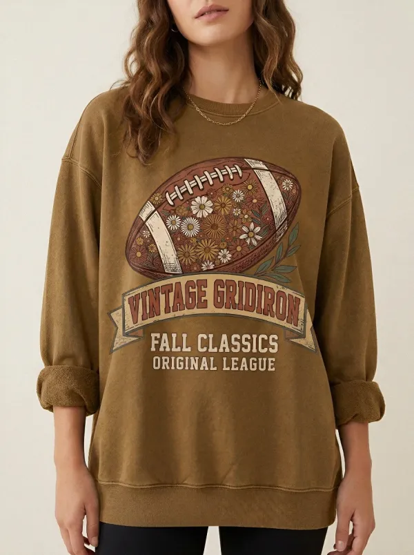 Women's Football Lover Floral Gridiron Printed Sweatshirt