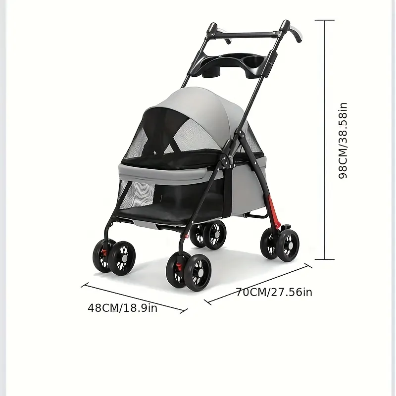 Foldable Pet Stroller for Small Cats & Dogs, Pet Accessory for Travel and Outdoor Use