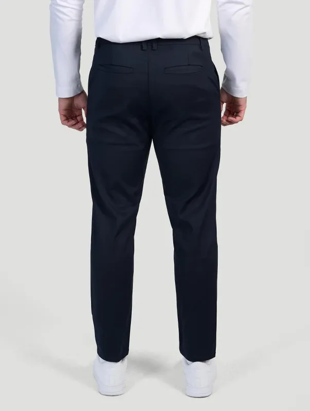 Navy Blue Stretch Pants Clean Cut