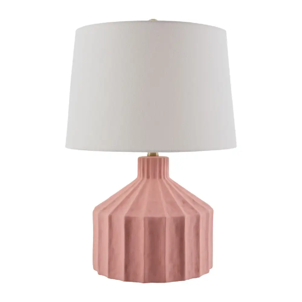 Linen Shade Fluted Ceramic Linen Stone Table Lamp