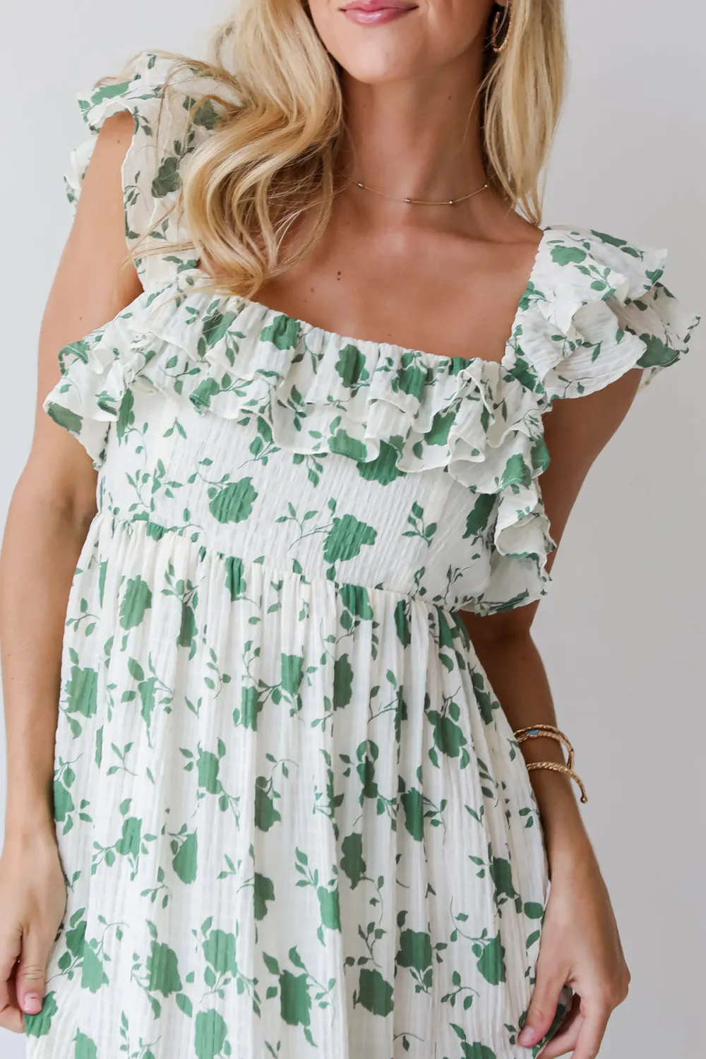 Green Floral Midi Dress