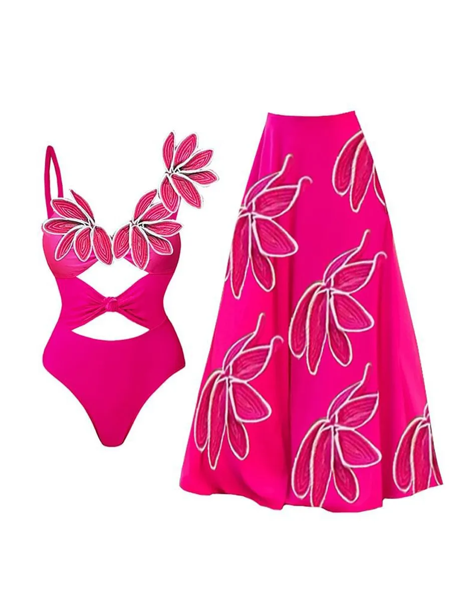 Antonella 3D Flower Hollow-out Swimsuit Set