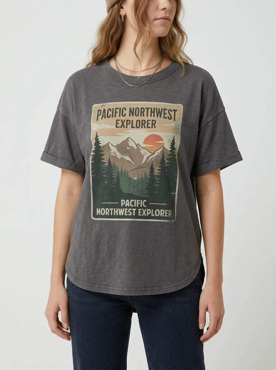 Women's Forest Mountain Explorer Printed T-Shirt