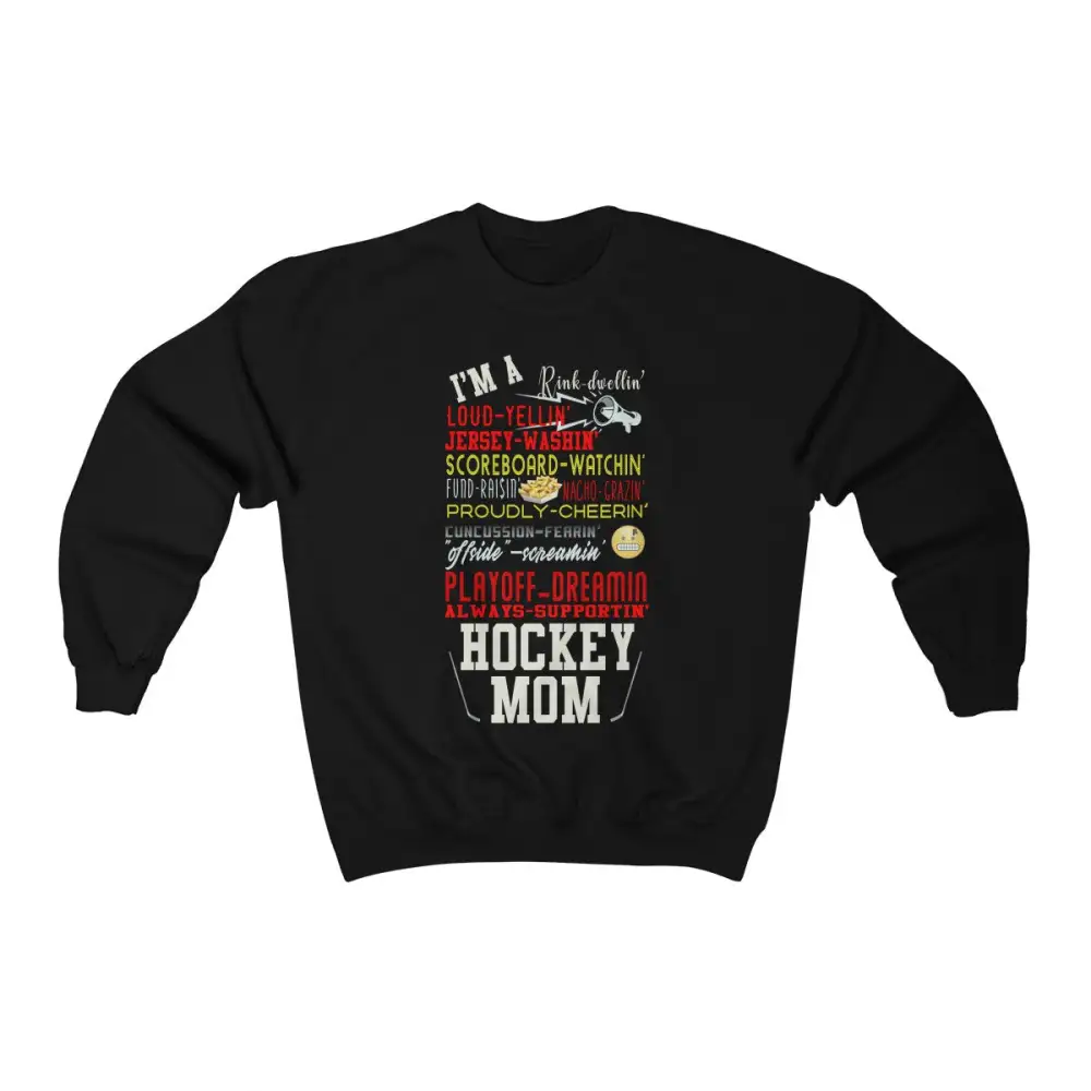 Mom Support Hockey Graphic Crewneck Sweatshirt
