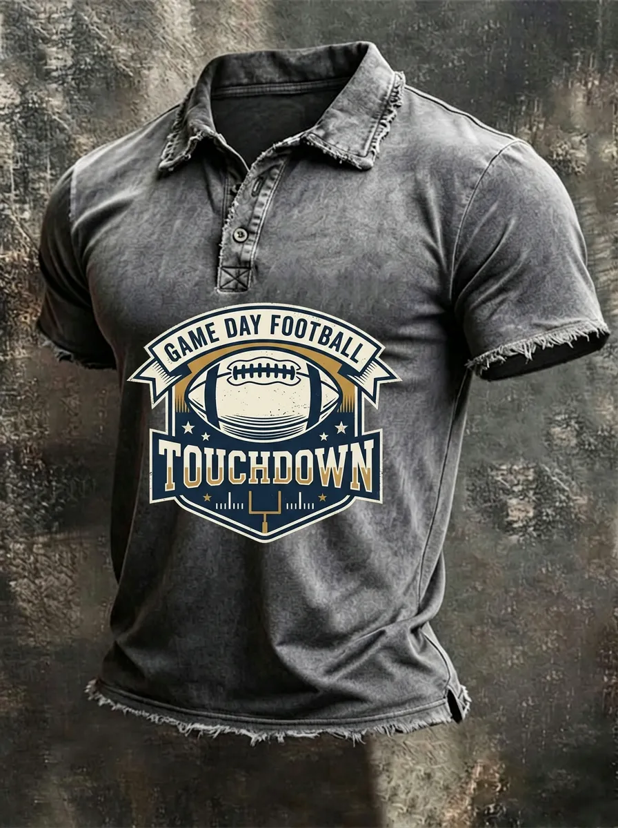 Football Lover Game Day Touchdown Graphic Polo Shirt