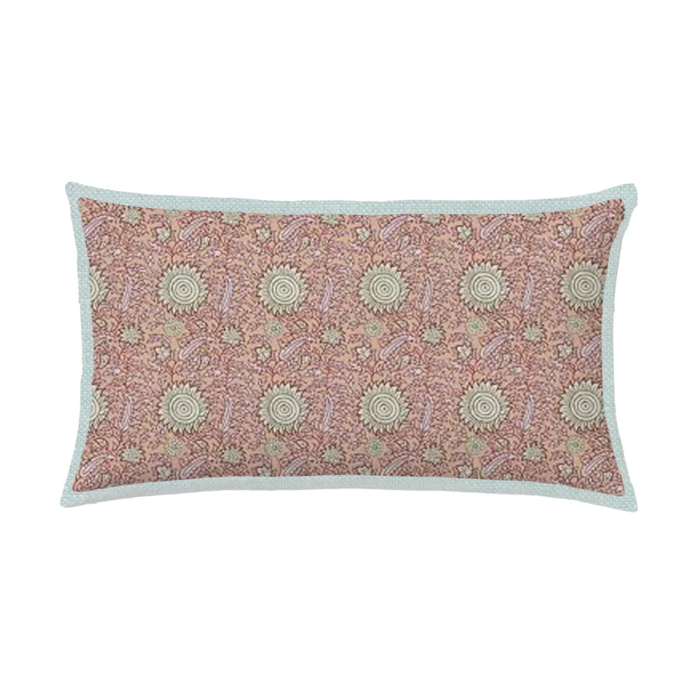 Floral Bloom Contrast-Flange Lumbar Pillow