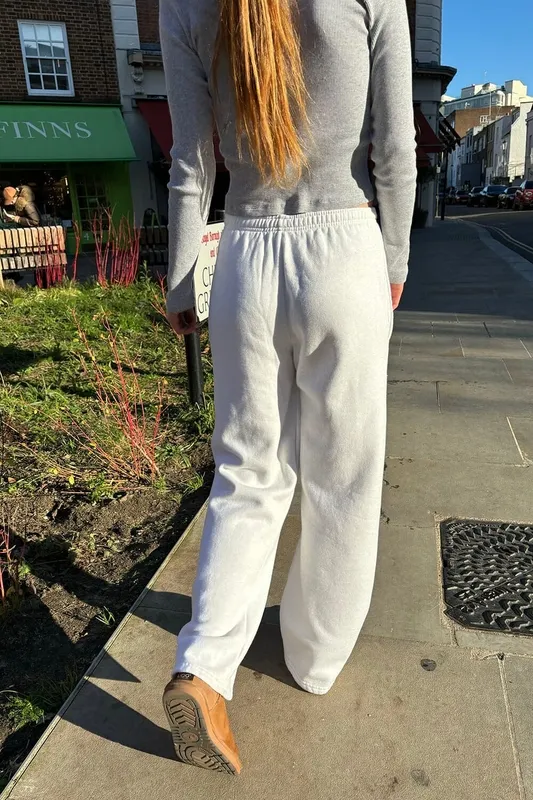 Heather White Waffle Sweatpants