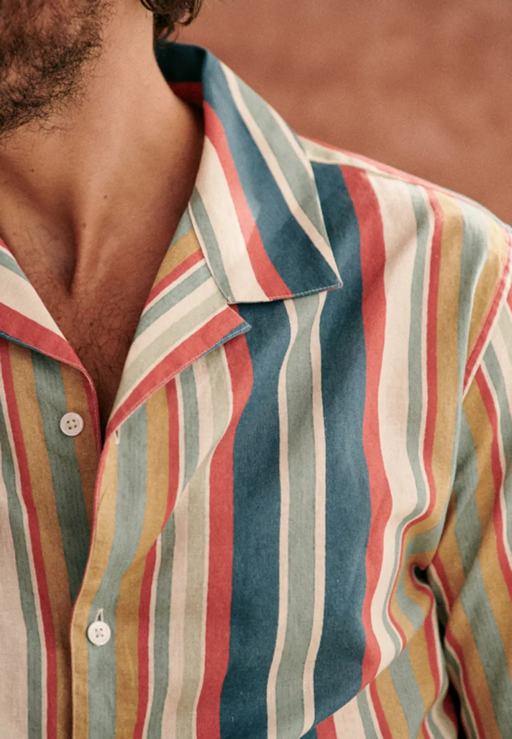 Multicolor Bold Stripe Short Sleeve Camp Shirt
